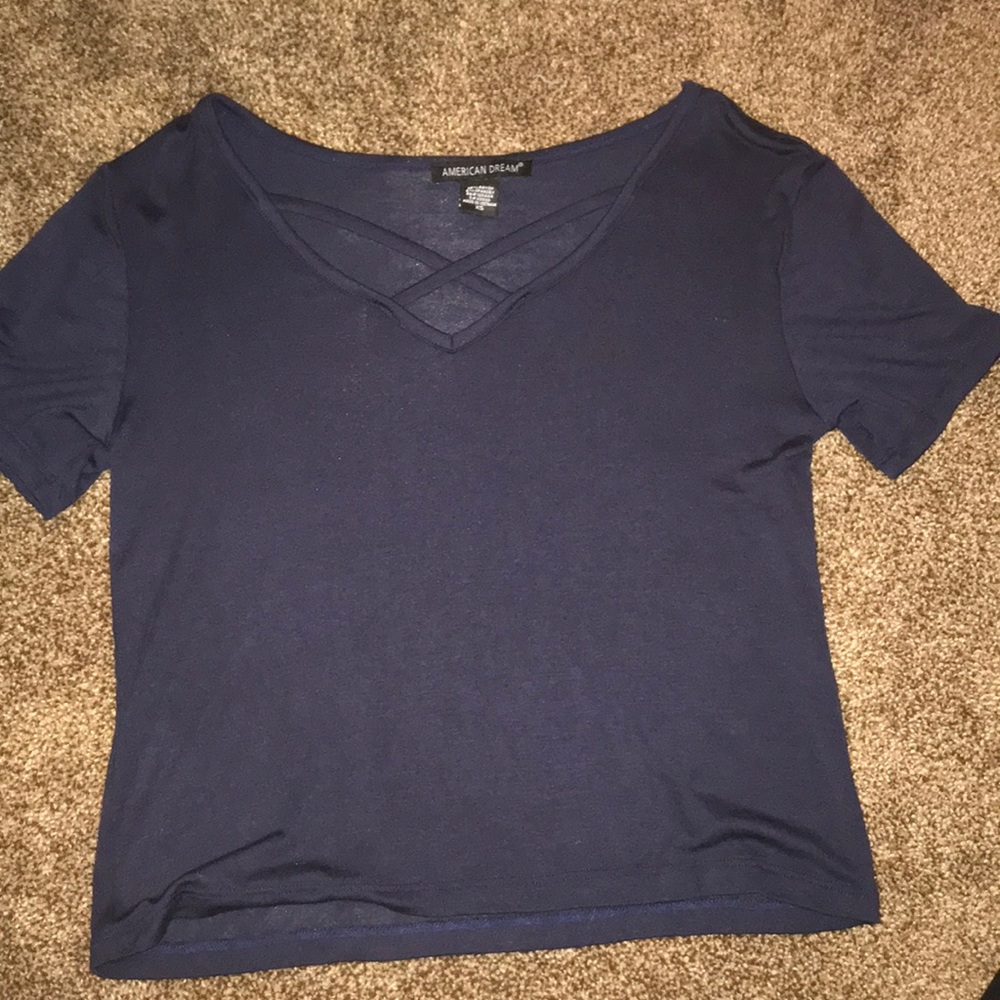 navy blue short sleeve shirt